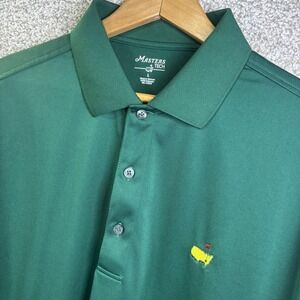 Masters Shirt Mens Large Green PGA Golf Polo Masters Tech Embroidered Logo